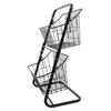 2-Tier Fruit Basket for Kitchen Countertop, Metal Wire Storage Bowl with 2 Banana Holders for Fruits, Vegetables and Snacks.