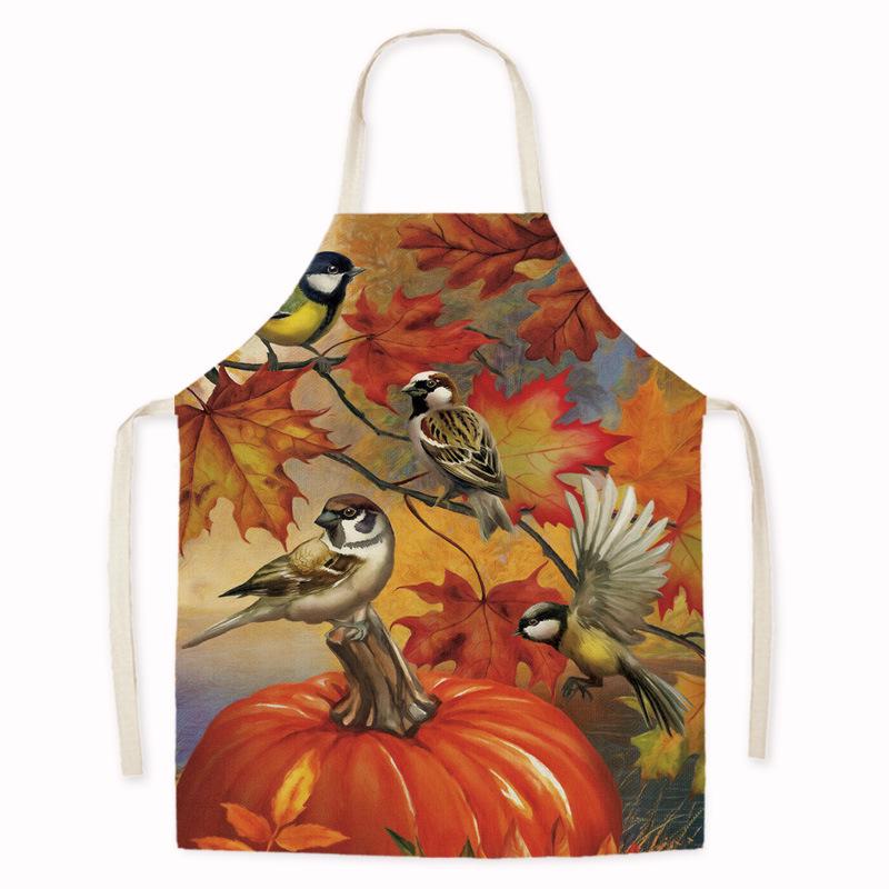 Thanksgiving Sunflower & Pumpkin Oil-Proof Kitchen Apron