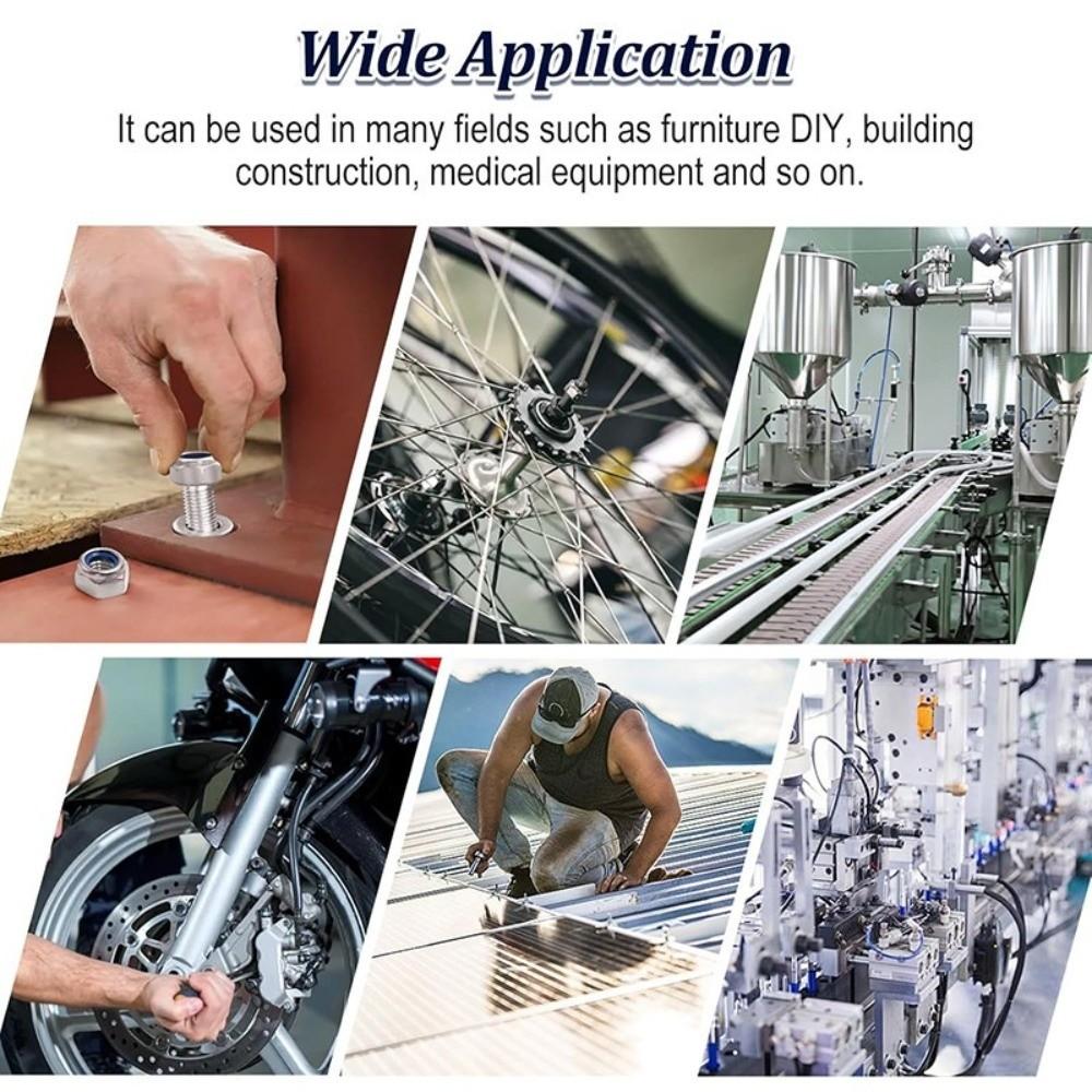 175PCS Stainless Steel Locknuts Nylon Insert Lock Metric Nuts Hardware Set Hex Nuts DIY Projects