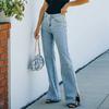 Women's Casual Wash Split Mid-waist  Denim Casual Trousers Long Pants