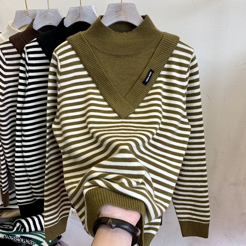 

Sweater for Women Autumn Winter Thickened Warm Knitted Stretchy Long Sleeve Oversize Long-neck Tops S