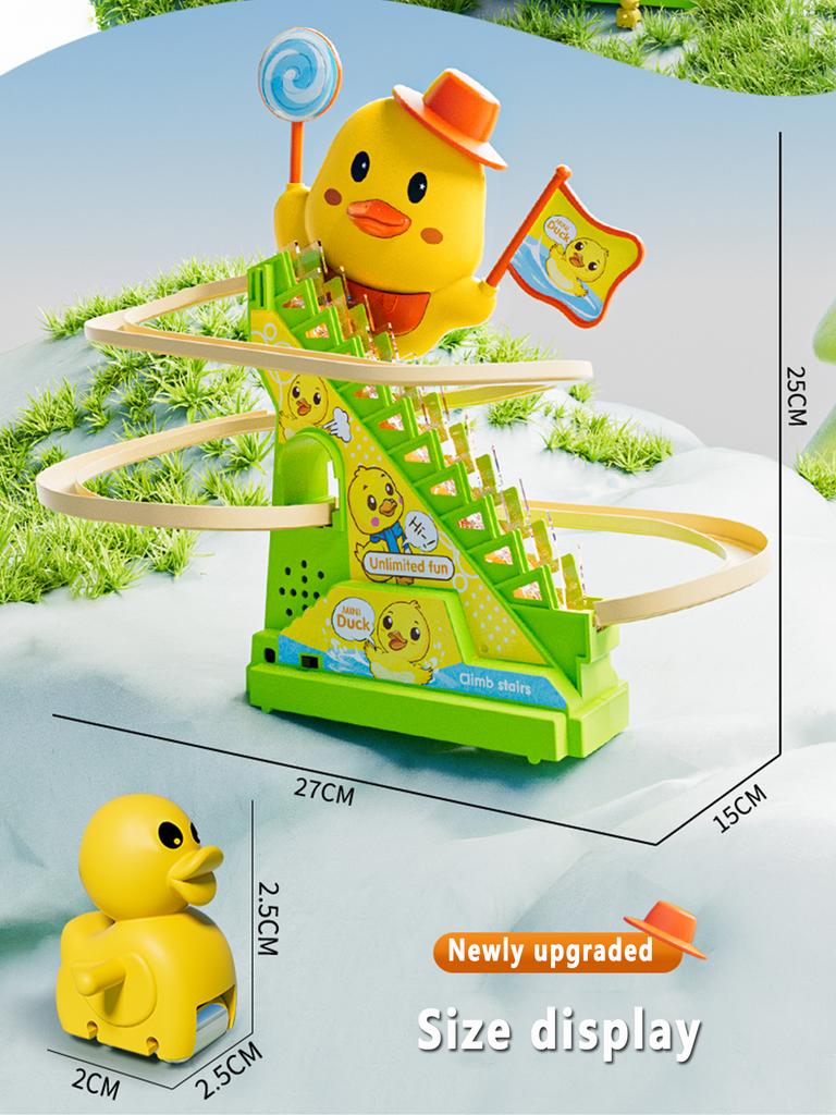 Track Sliding Little Duck Toy Climbing Stairs Duck Music Lights Children's Educational Memory Counting Toy for Role Play