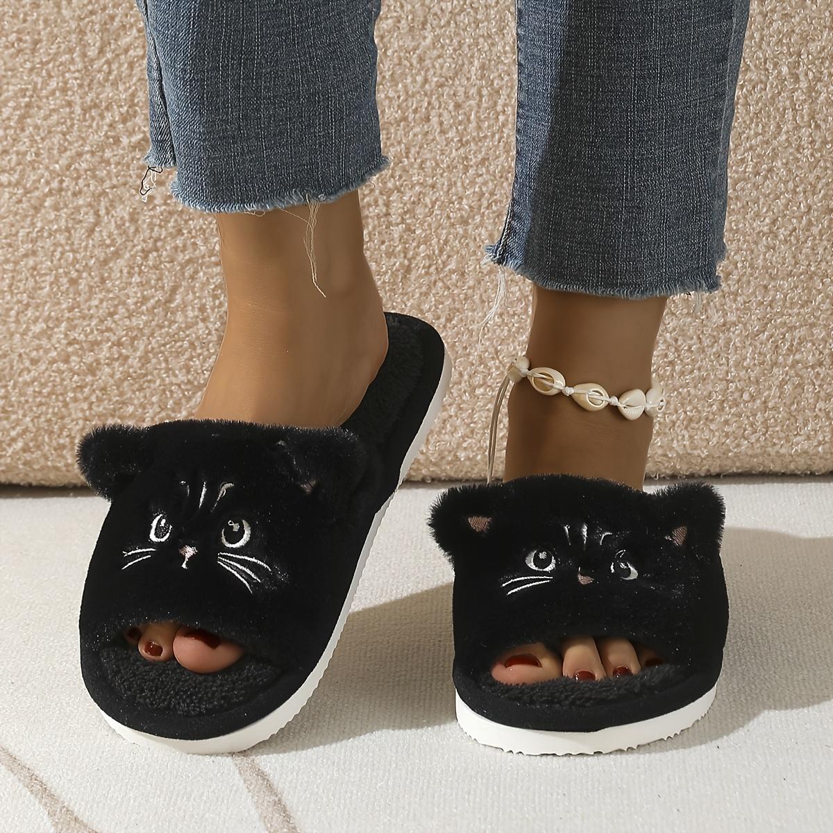 

Женские плюшевые домашние тапочки слипоны, мягкие комнатные тапочки, уютная теплая обувь, обувь для отдыха 44-45 чёрный