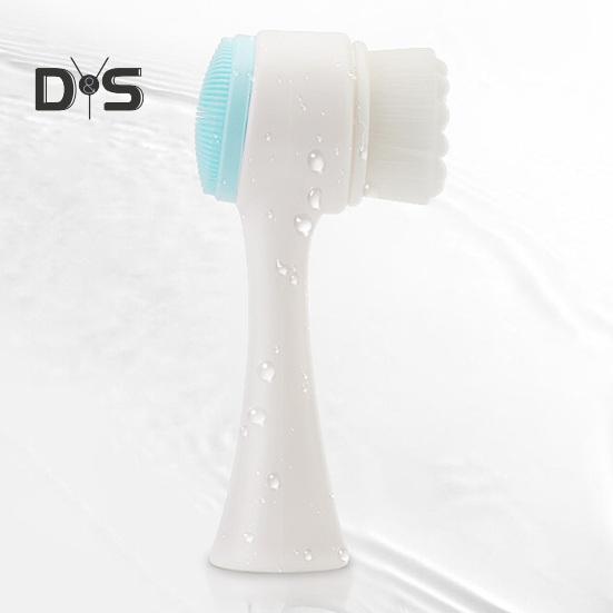 2-In-1 Face Cleansing Brush Double-sided Silicone Soft Bristles Makeup Removal Exfoliating Deep Pore Cleaning Manual Face Wash Scrubber Facial