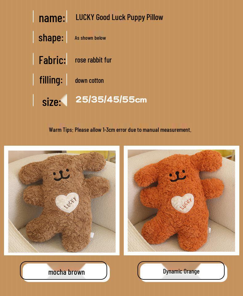 Cute Happy Puppy Plush Toy - Good Luck Stuffed Animal & Children's Sleeping Companion Pillow Doll