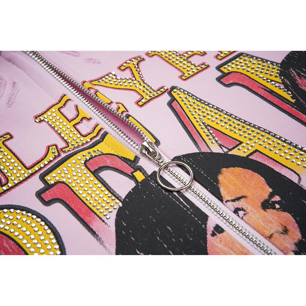 V125 Vale DREAM VALLEY Zip Up Hoodie Hot Stamping Pink Cardigan Sweatshirt