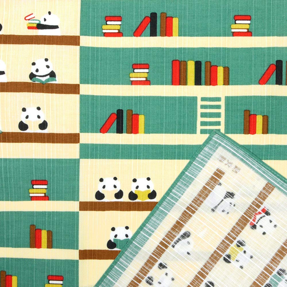 Hamamonyo Small Furoshiki Panda Emerald Blue (50cm) Library,