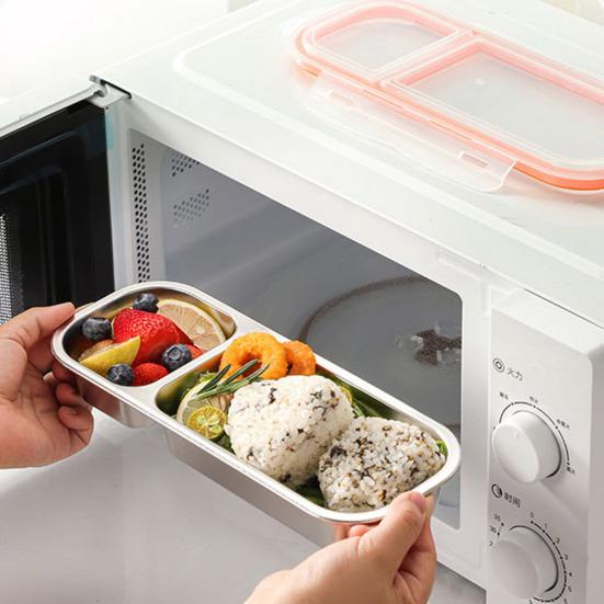 Stainless Steel Snack Container And Adults Box Leak-Proof 3-Compartment Reusable Lunch for Kids Crisper Box