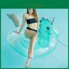 Pvc Material Shiny Transparent Green Unicorn Ride-on Float Raft Inflatable