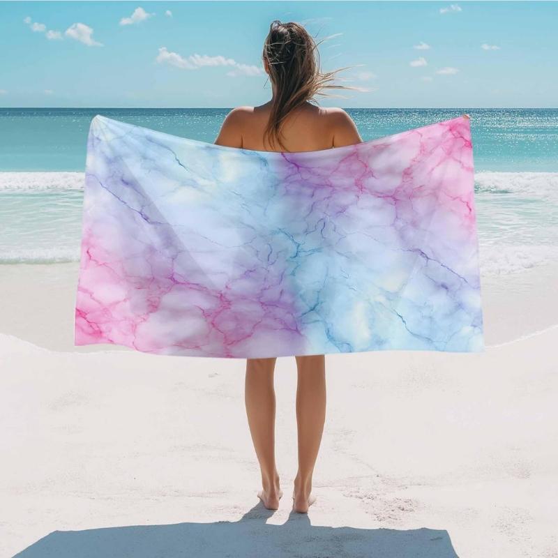 

Beach Towel Pink Blue Marble Bath Pool Towels Fantasy Modern Art Absorbent Beach Towel Soft Large Quick Dry Lightweight Camping W40*H60(CM)