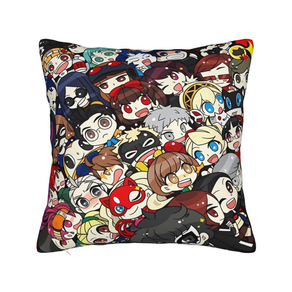 Atlus P-Personas 2 Fanart Pillow Cover Retro Trendy Pillow Case For Living Room Chair Comfy Pillowcases Gift