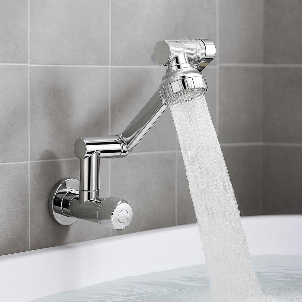 360° Rotation Wall Mounted Faucet Stainless Steel Bathroom Faucet  Washbasin Installation