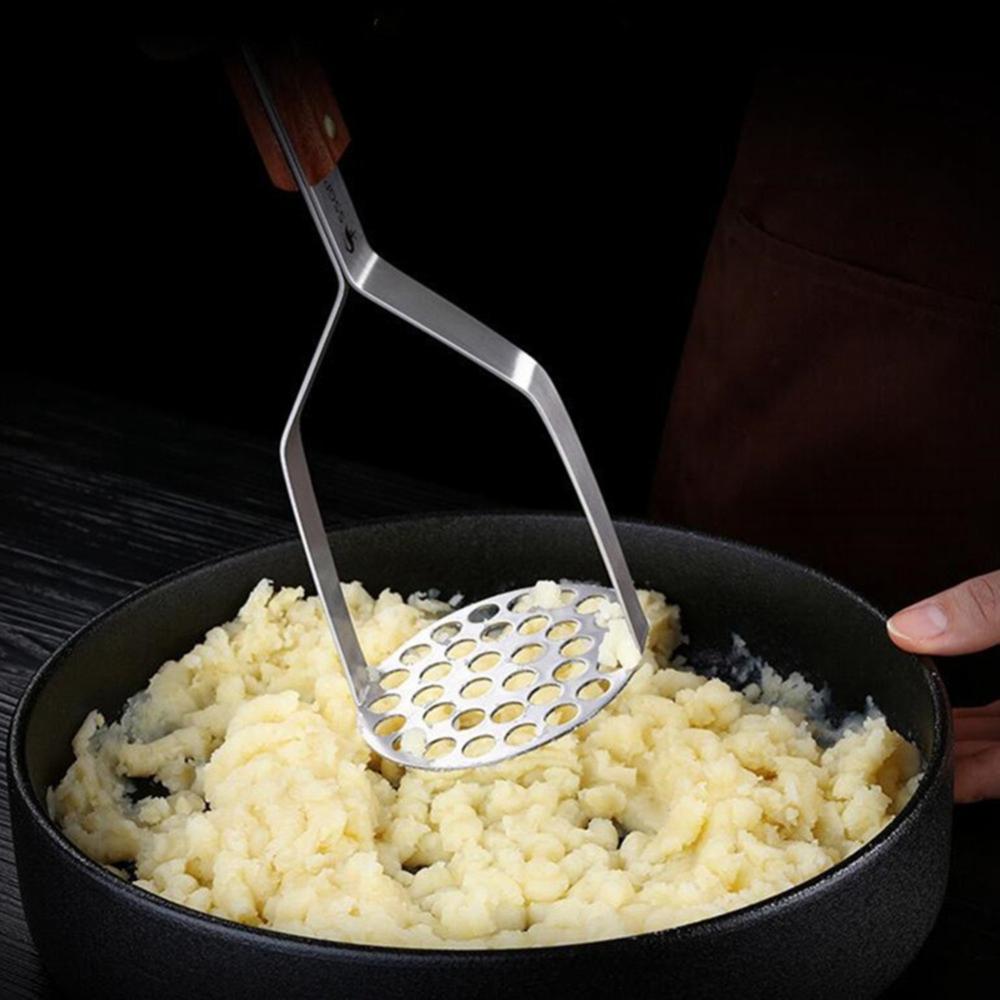 Kitchen Garlic Manual Heavy Duty Stainless Steel Cooking Tool Potato Masher Press Crusher Pusher