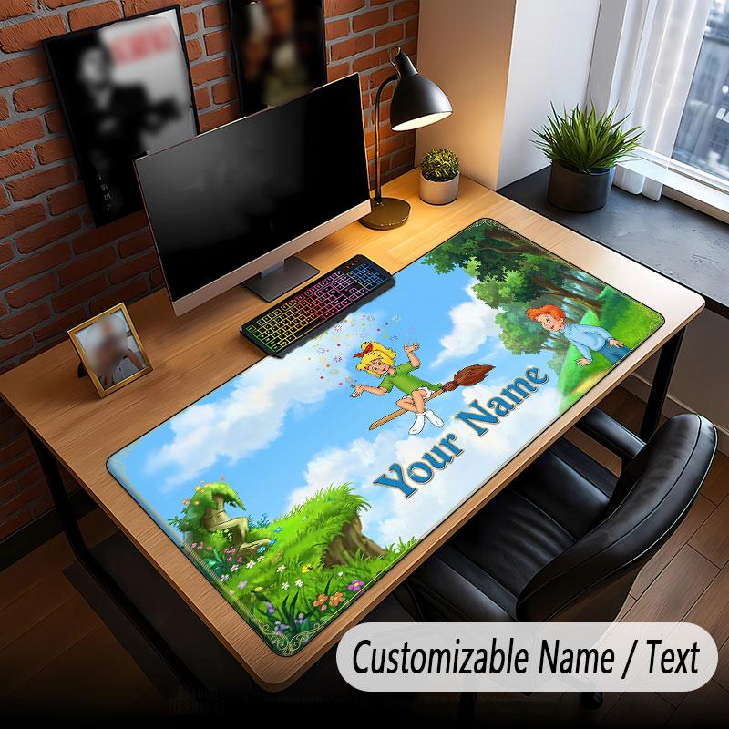 Custom Name Text Big Mouse Pad,Bibi Blocksberg Soft Non Slip Extended Desk Mat For Home Office
