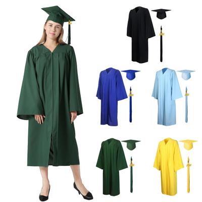 1 Set Unisex Graduation Robe Hat Set Front Zipper Loose Tassel 2024 Year Tag College Bachelor Doctor Master Graduation Ceremony Gown Cap Tassel Set
