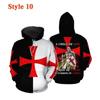 Felpa con cappuccio da uomo Knight Templar, stampata in 3D, da uomo e da donna, casual, con cappuccio, pullover, hip hop, harajuku, streetwear, top