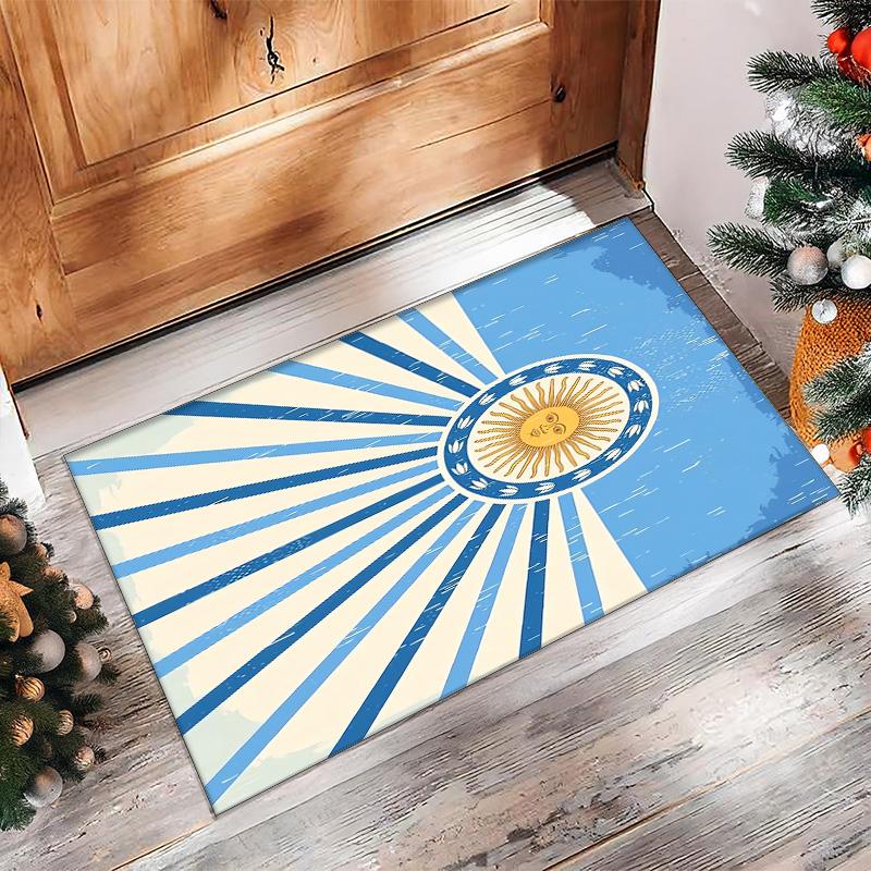 Tappeto in Flanella Stampato Squadra Nazionale di Calcio Argentina Antiscivolo Morbido Poliestere Tappeto per Pavimento Tappetino Decorativo per Interni per Camera da Letto Soggiorno Divano