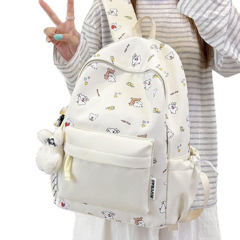 Schoolbag Japanese isn't cute printed student backpack niche high value color matching large capacity schoolbag small backpack