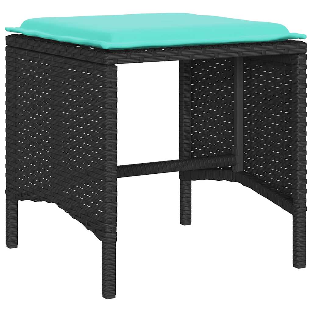 4 Piece Outdoor Sofa Set with Cushions Black Poly Rattan