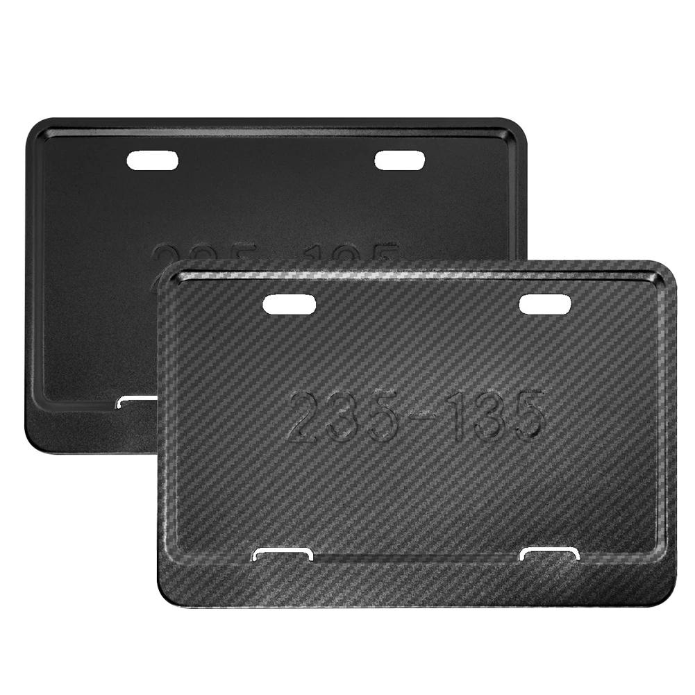 Motorcycle License Plate Frames Universal Mount Metal License Plate Holder Solid Style License Plate Holders Frame Black/Carbon