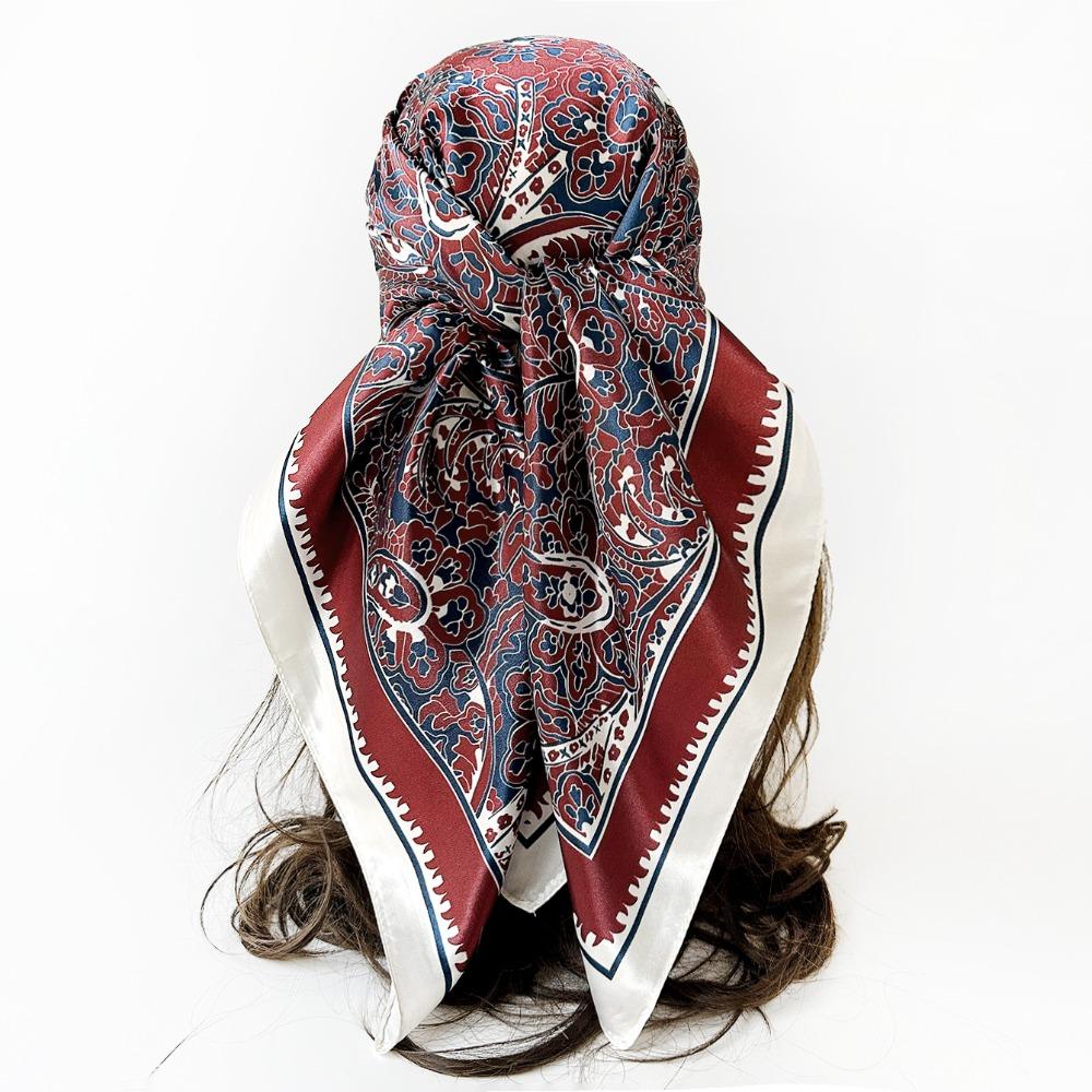 Cashew Flower Pattern Women's Headscarf Silky Smooth Middle East Shawl Arabic Square Scarf  Outdoor