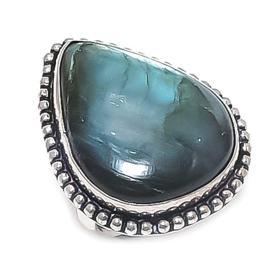 Labradorite Gemstone 925 Sterling Silver Jewelry Ring Size 7.5