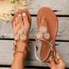 Women's Floral Toe Thong Sandals with Adjustable Back Strap Buckle Flat Sole Casual Summer Footwear