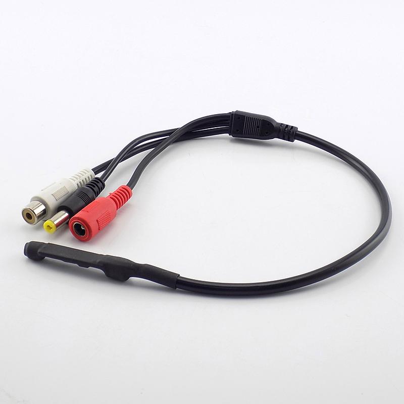 DC 12V Sound Monitor Audio Pickup Mini Pickup Audio Microphone RCA Power Cable for Cctv Security Camera DVR