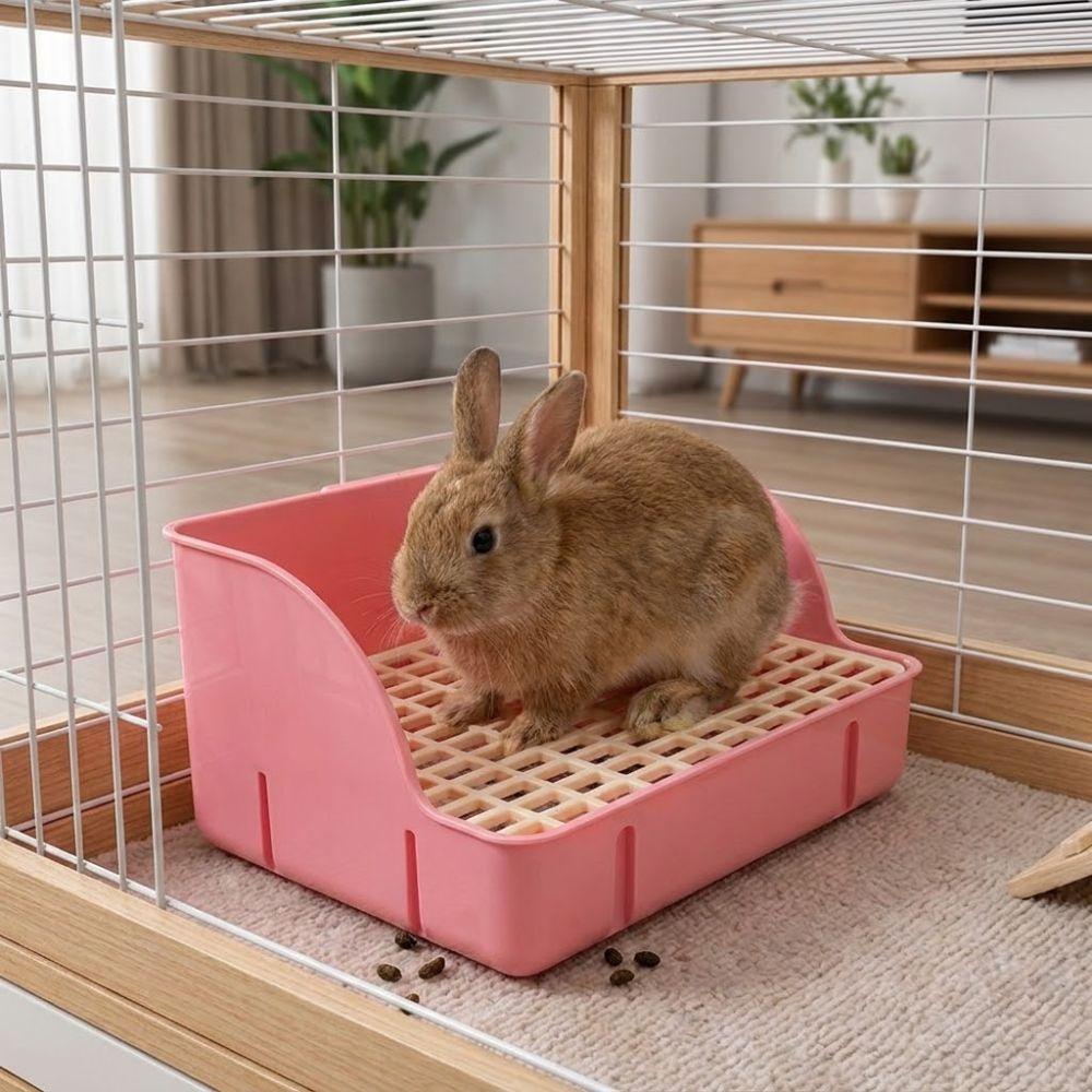 Potty Trainer Rabbit Litter Box Detachable Grids Small Animal Litter Pan for Cage Use