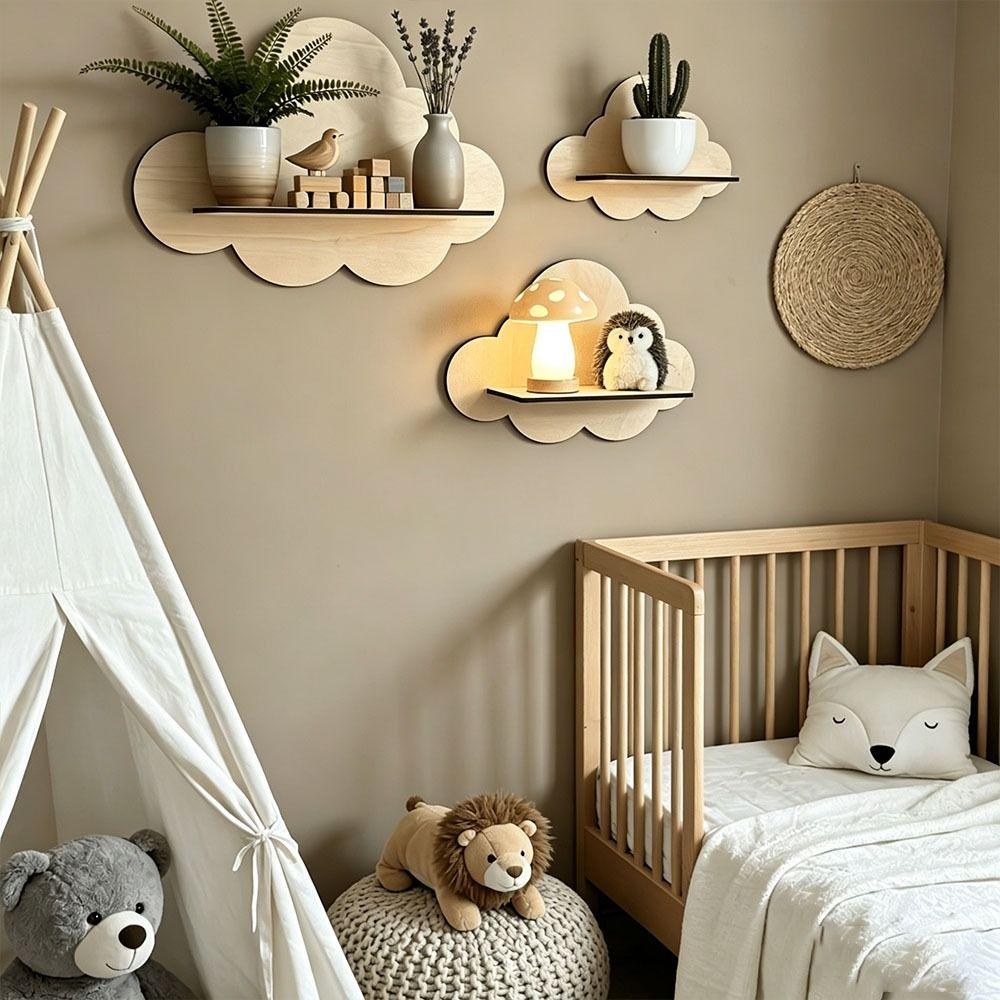 Durable Stable Cloud Shaped Wall Shelves Wall Mounted Cloud Bookshelf Nursery Decor