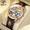 JINSHIDUN New Business and Leisure Men's Watch Fully Automatic Mechanical Watch Perspective Hollow Dial High-end Watch