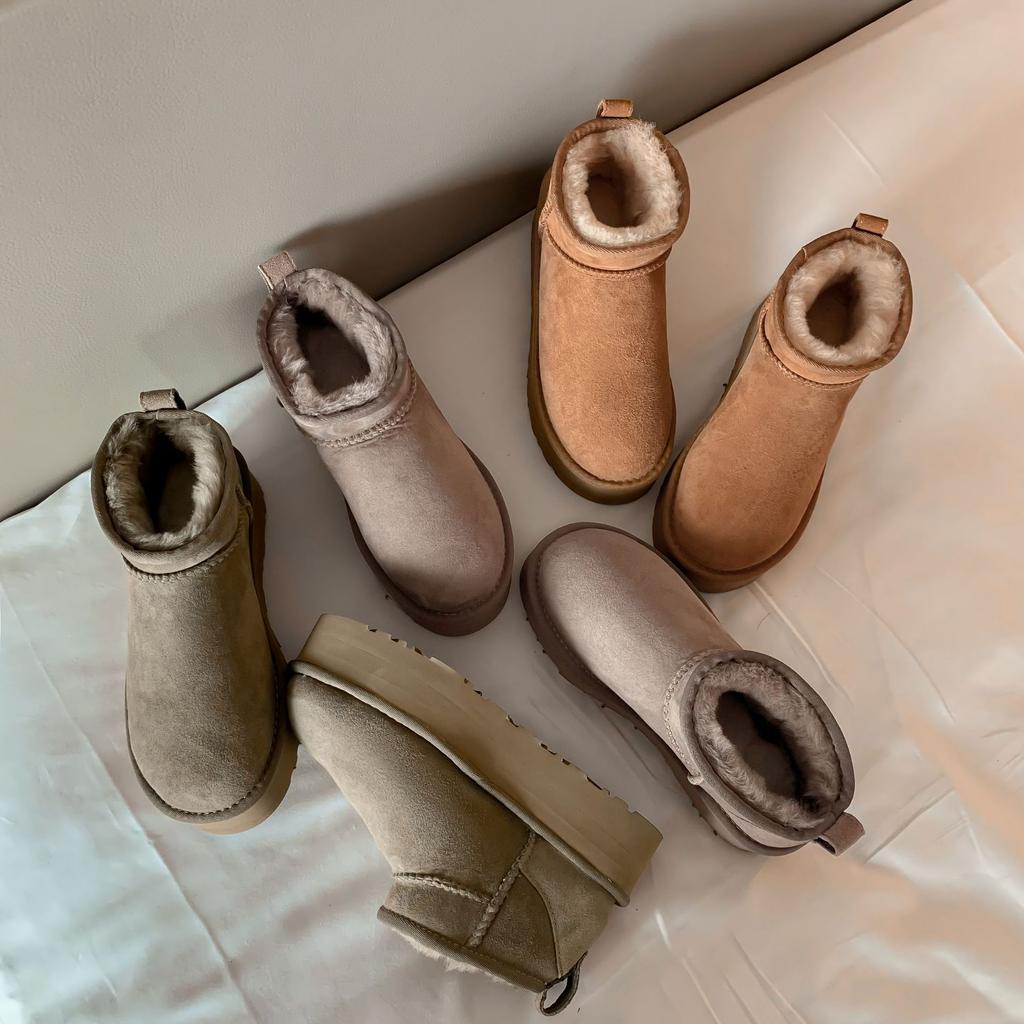 Sheepskin and fur integrated thick-soled snow boots winter 2025 winter new cotton shoes warm women's boots women's velvet short boots