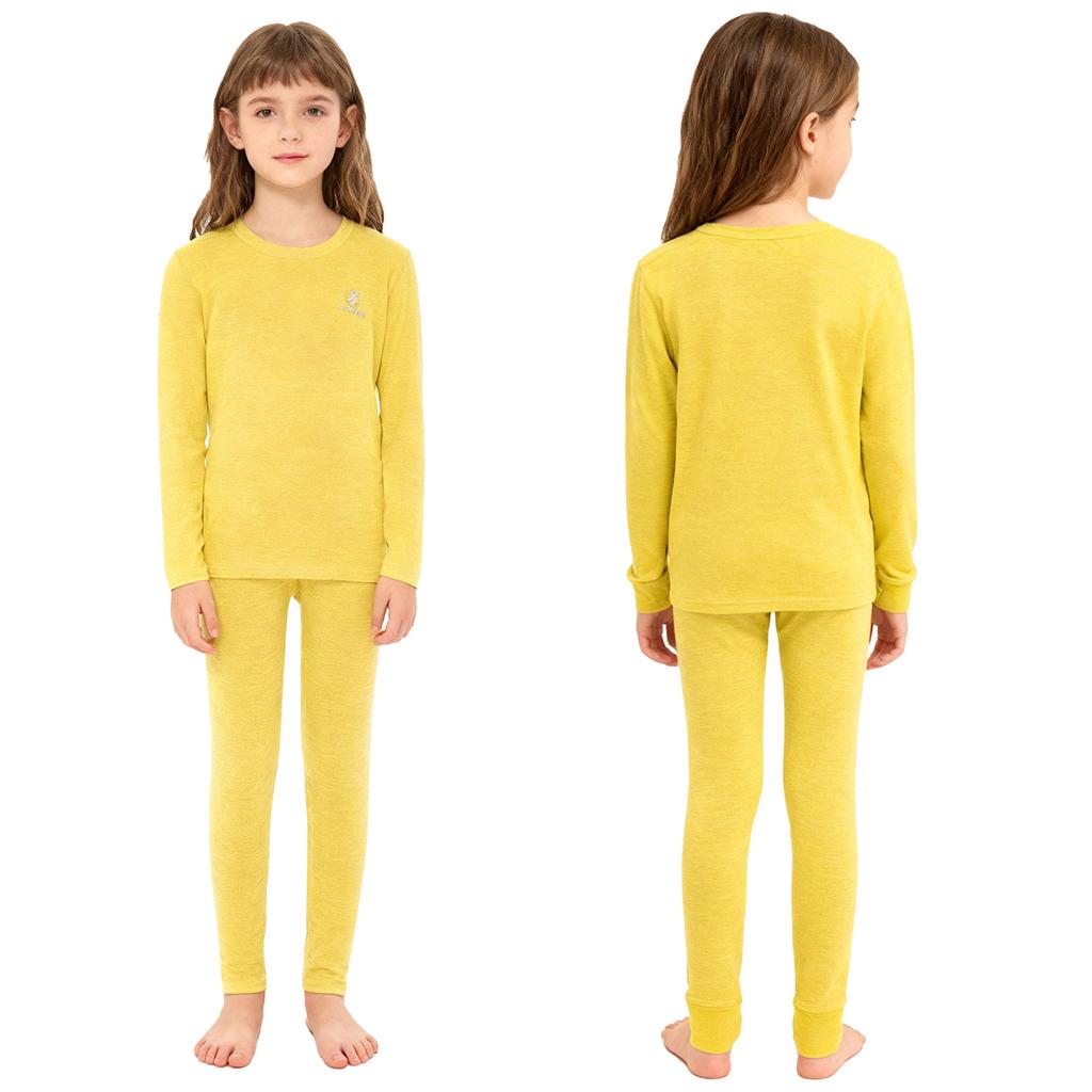 Dětská teplá souprava na doma 2dílná, Jednobarevné termotričko s dlouhým rukávem a kalhoty s elastickým pasem, Zimní spodní prádlo na spaní