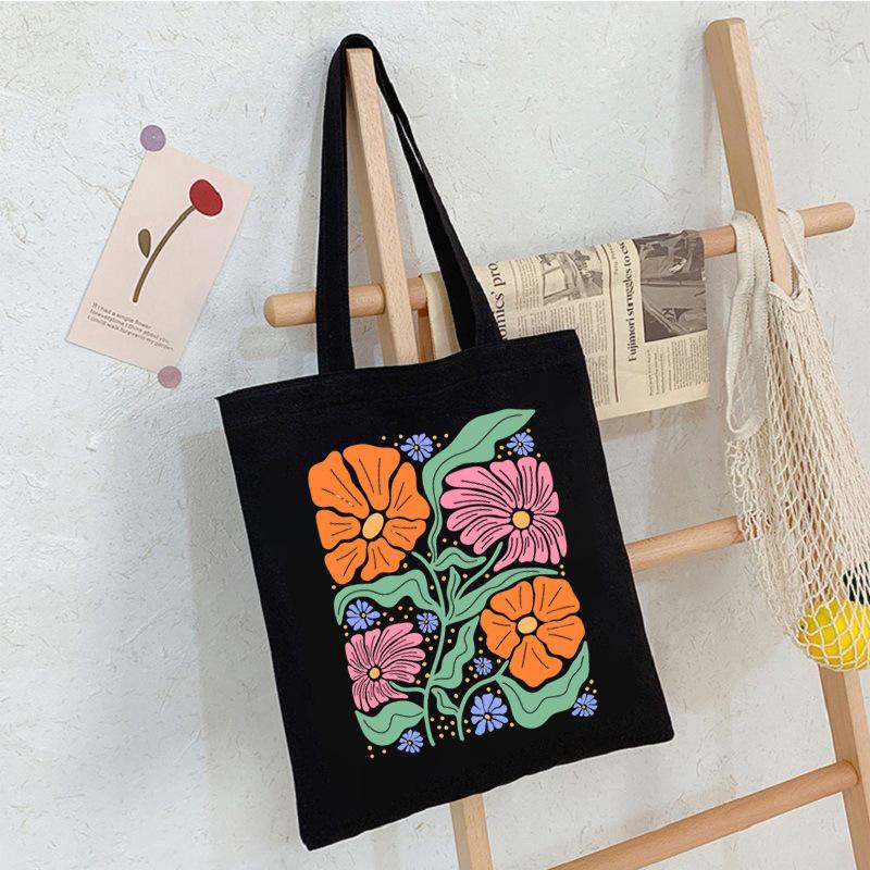 Floral Print Canvas Bag Casual Handbag Women Large Capacity