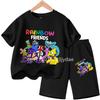 Girls Boys Summer Short Sleeve Tshirt Set Cartoon Tee Tops Game Anime Shirts Kids Rainbow T-shirt