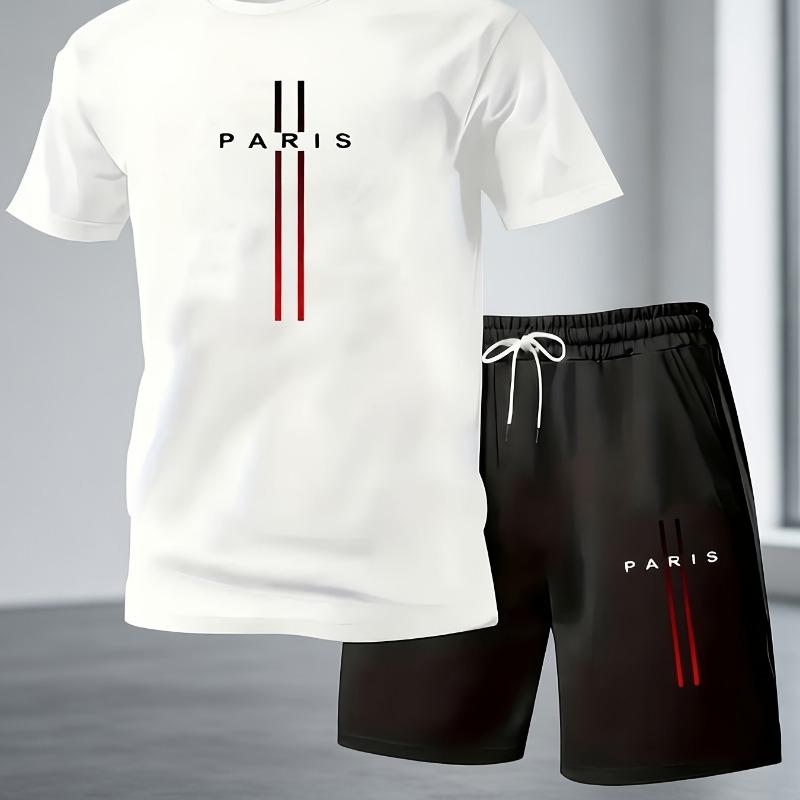 

Fashionable short-sleeved T-shirt and shorts set suitable for summer activities, new summer casual outdoor suit 8XL
