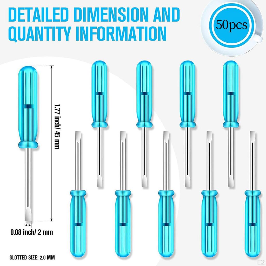 50 Pieces 2.0mm Mini Screwdriver Tool Durable Glasses Non-Slip Handle for Watches Mobile