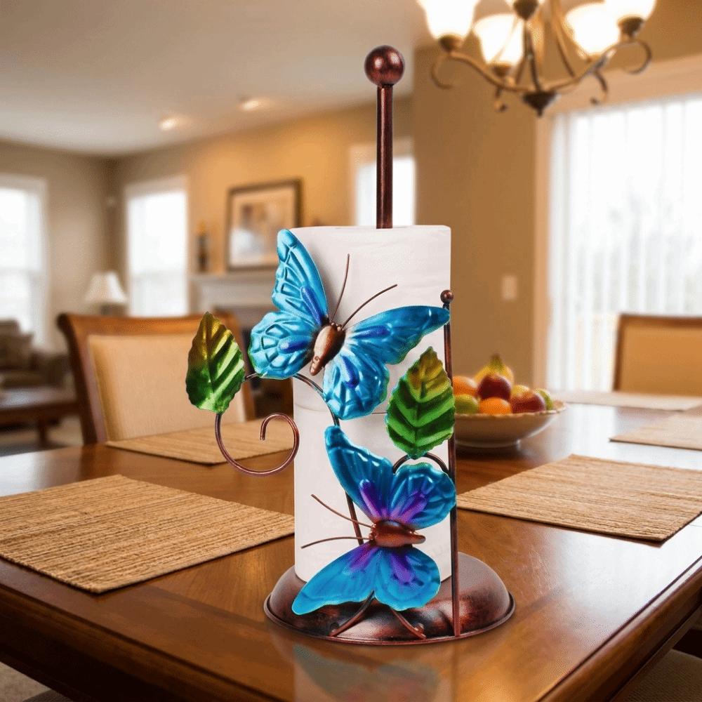 Iron Butterfly Paper Towel Holder One-handed Tear Standing Toilet Paper Holder  Bathroom