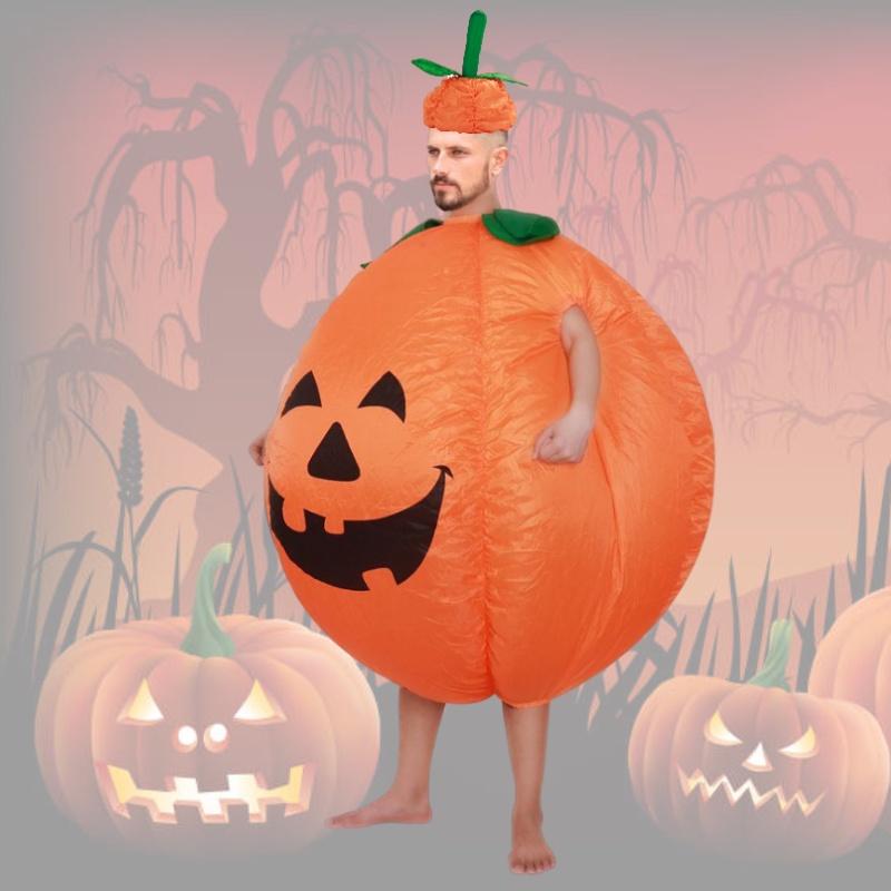Pumpkin Halloween Costume Inflatable Suit With Cartoon Doll For Walking