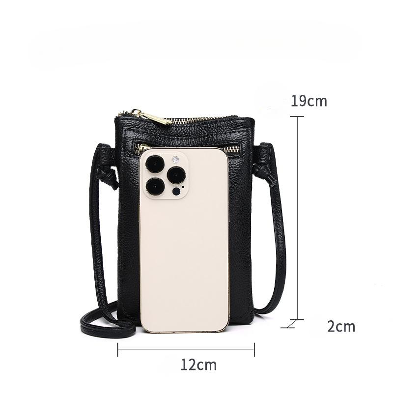 Frühling und Sommer Erste-Schicht Rindsleder Vertikale Weiche Leder Schulter Crossbody Mini Mittleren Alters Mutter Handy Tasche