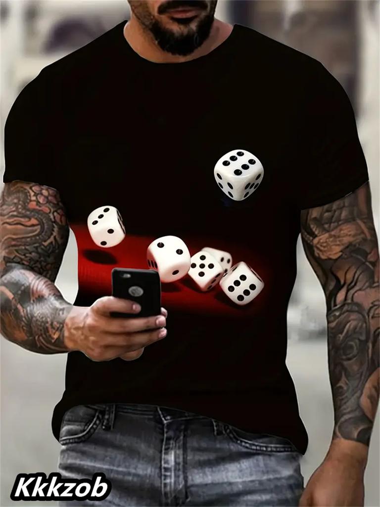 Men's 3D Printed Lion Short-sleeved Crew Neck T-shirt for Summer, Soft and Breathable, Casual and Comfortable, Suitable for Outdoor Sports.