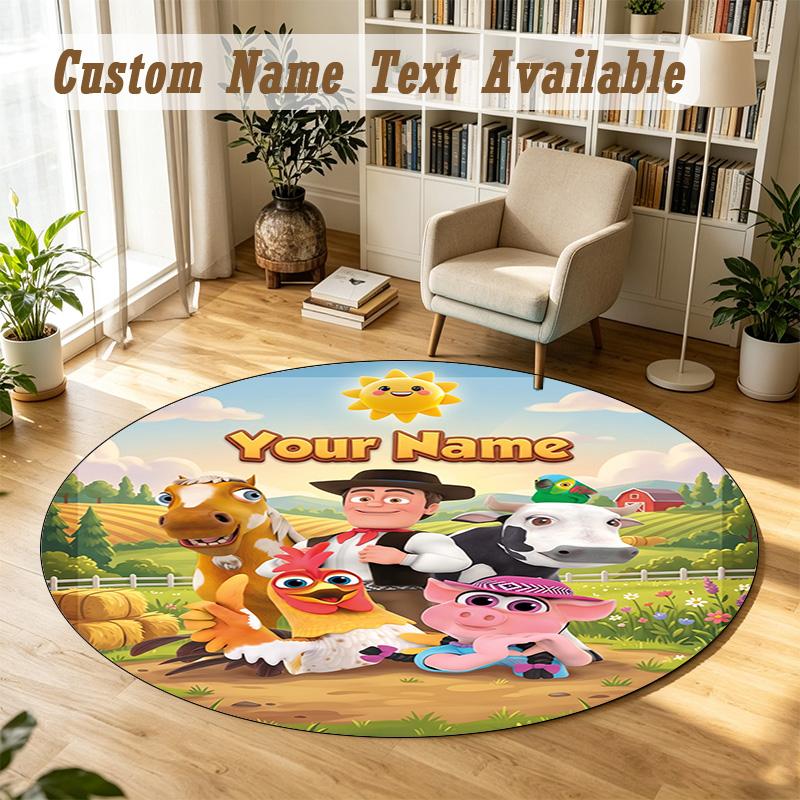 Round Rug Custom NameLa Granja de Zenón Pattern Non Slip Carpet Home Floor Decor