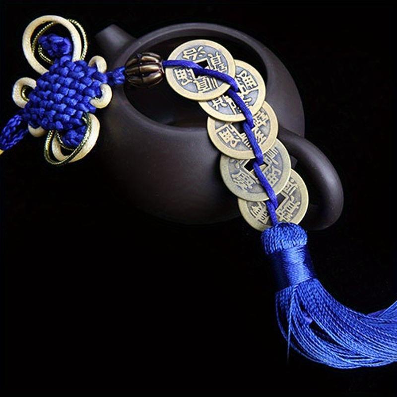 1pc Ancient 5 Copper Coins Red Chinese Knot Feng Shui Wealth Success Lucky Charm Home Car Decoration
