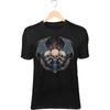 Three-Headed Demon Skull Beast II T-Shirt – Bone Wings, Dark Flames