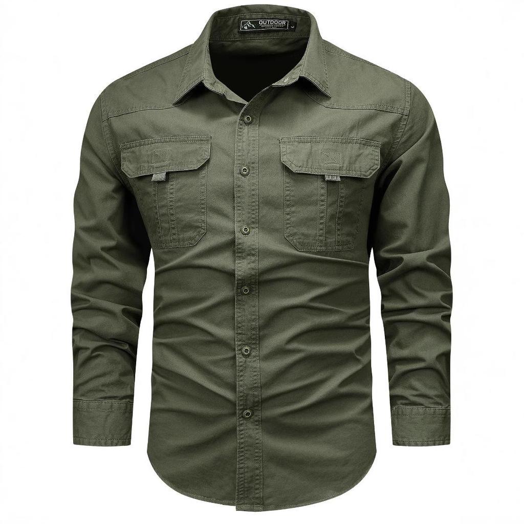 2025 Men's Pure Cotton Long-Sleeved Casual Shirt - Trendy Spring/Autumn Workwear Top