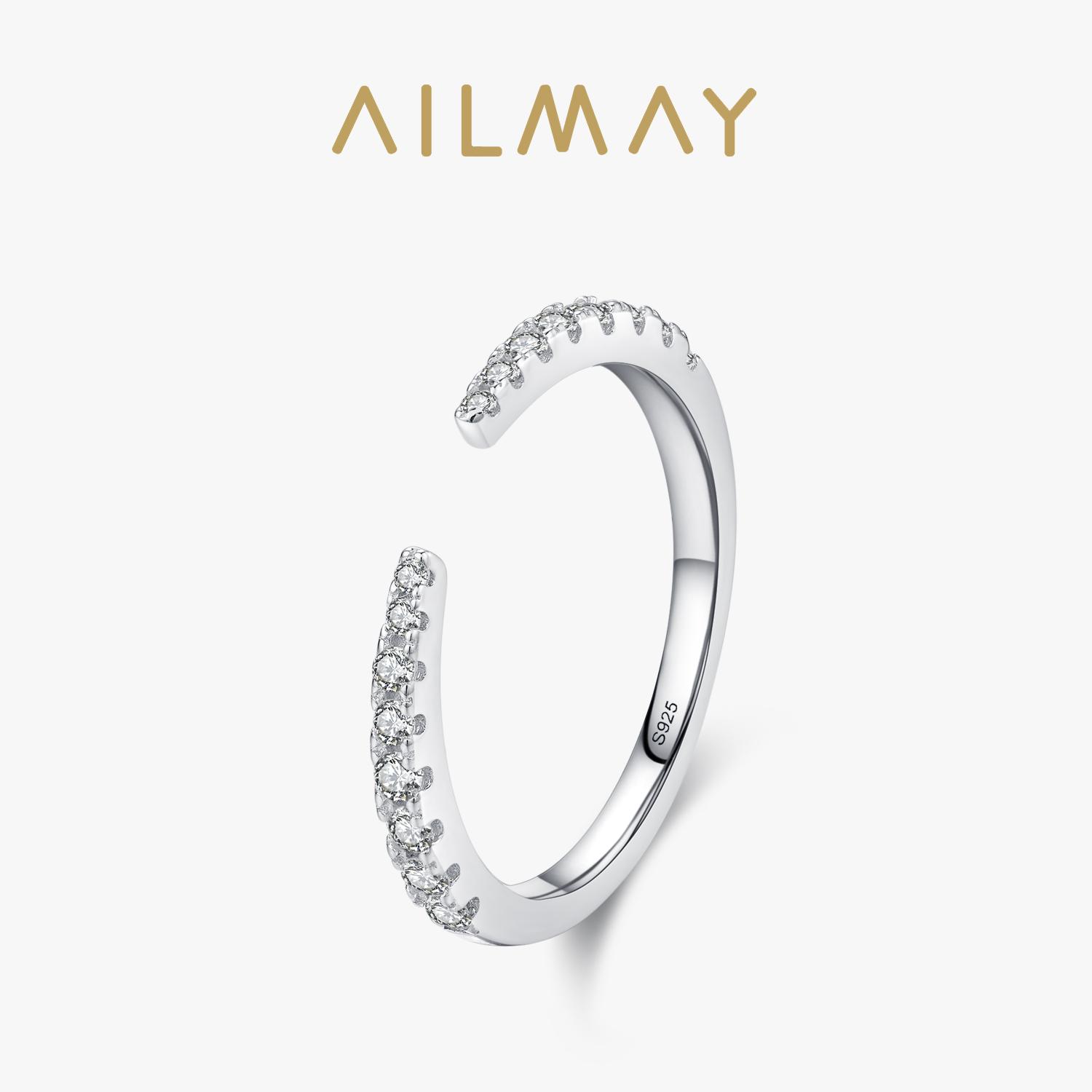 

Ailmay 925 Silver Fashion Open Size Sparkling CZ Index Finger Ring For Women Classic Wedding Engagement Fine Jewelry 9