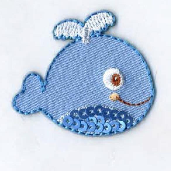 Ecusson - MEDIAC - Baleine - Bleu - Tissu - Facile à appliquer