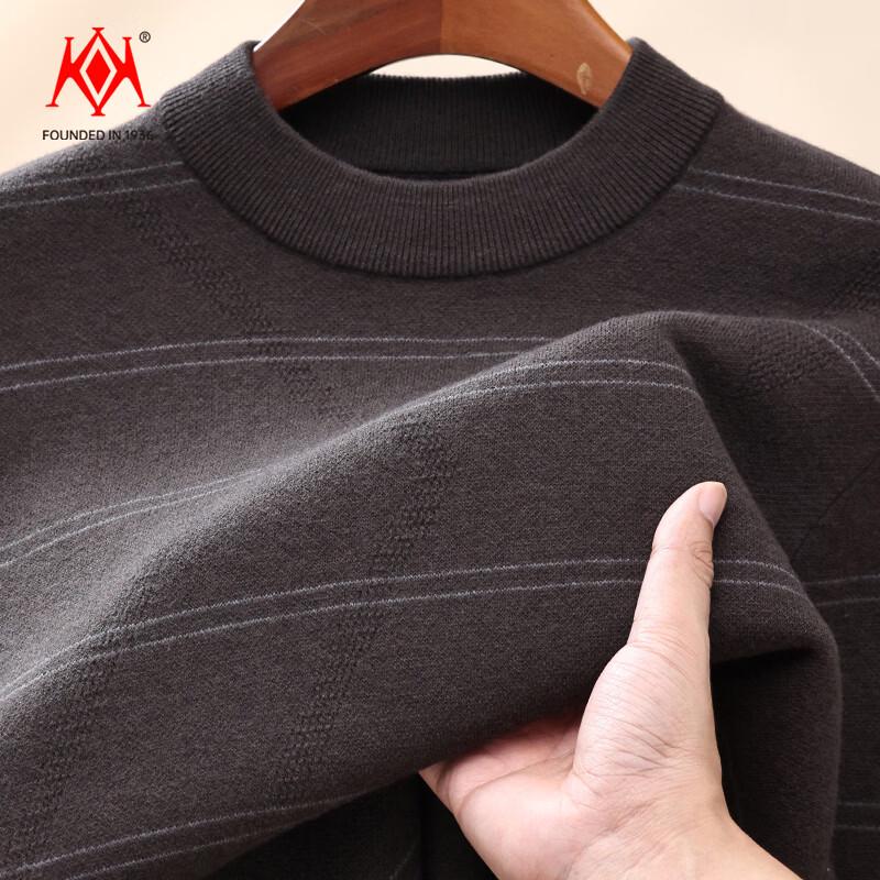 Kai Kai Heavyweight 100% Wool Men's Thickened Mock Neck Striped Sweater