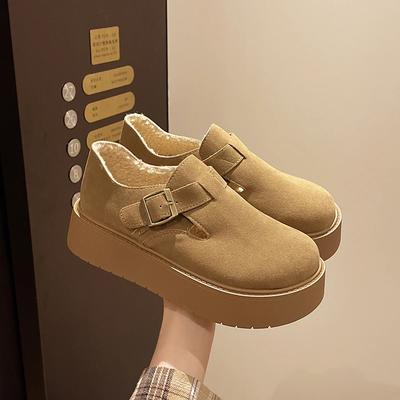 Modă 2024 Toamnă Femei Pantofi cu Platformă Plată Retro Casual Mocasini Femeie Nou Versatil Piele Suedeză Blană Pantofi Groși Zapatos De Mujer Mocasini