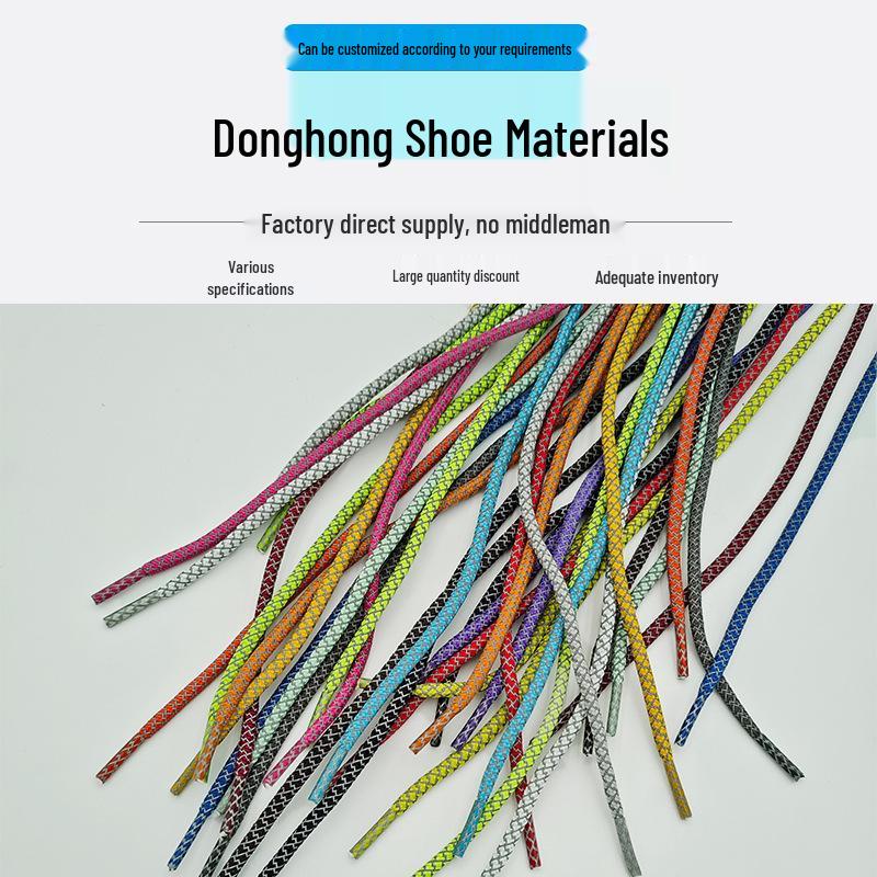 Round Reflective Starry Sky Luminous Shoelaces (Black, One Pair)